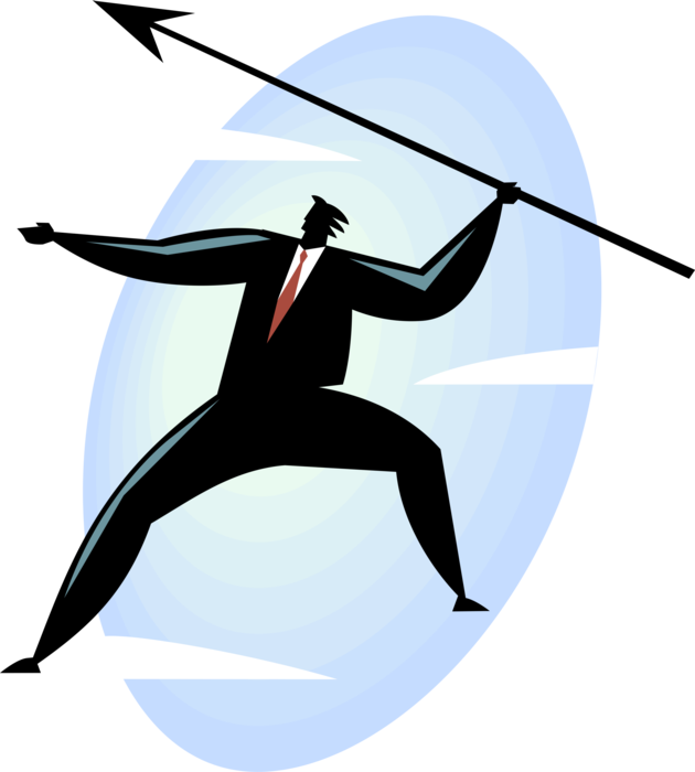 Vector Illustration of Businessman Throws Spear Arrow