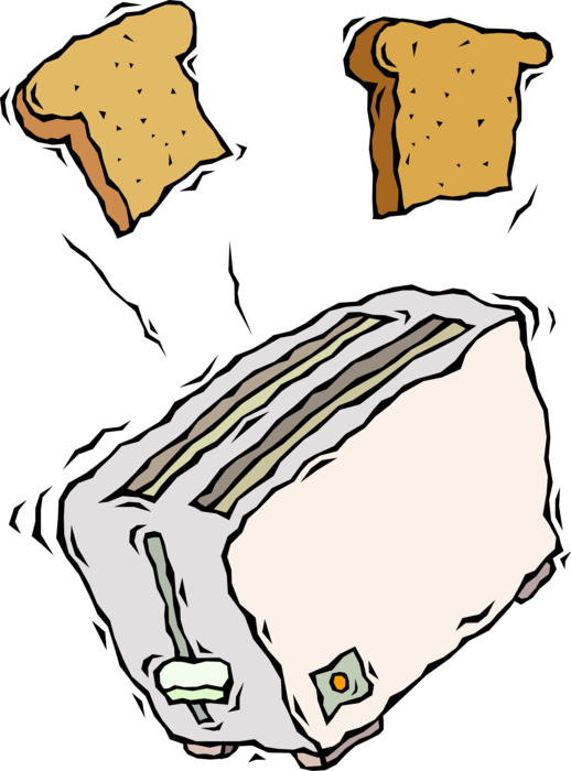 Vector Illustration of Small Electric Kitchen Appliance Toaster or Toast Maker 