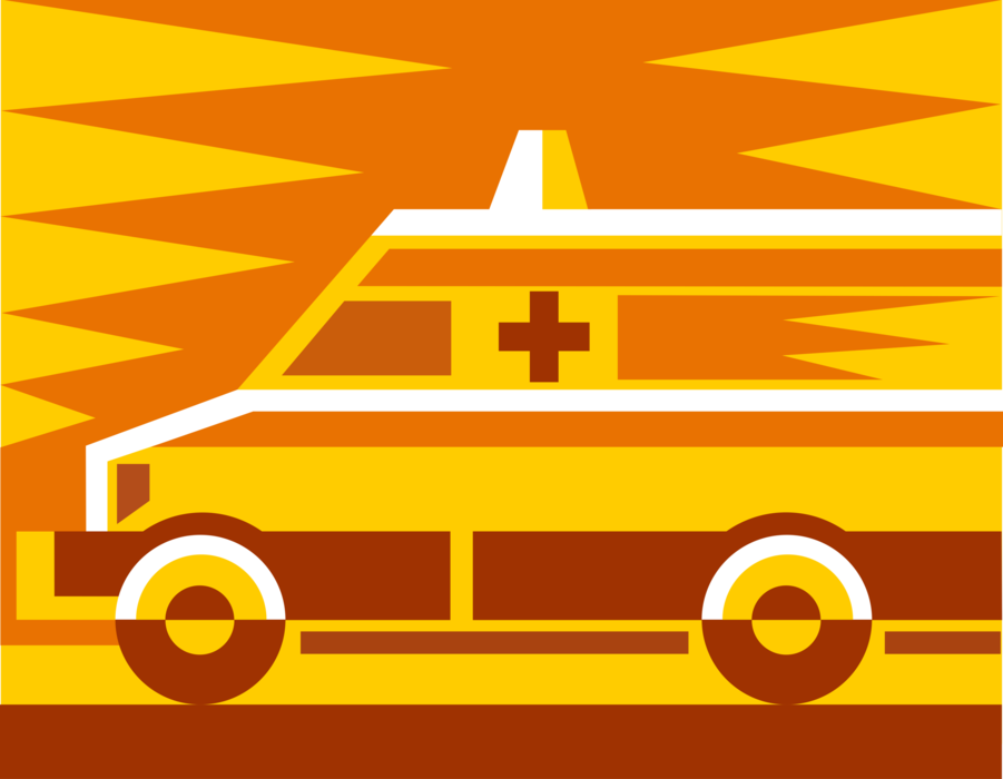 Vector Illustration of Paramedic Service Emergency Ambulance Vehicle