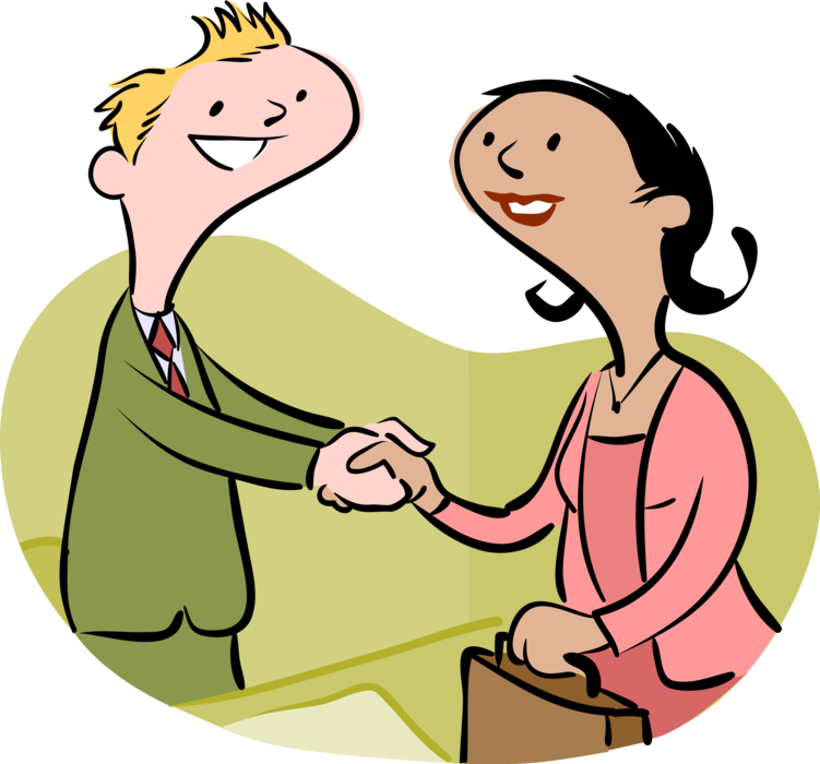 Vector Illustration of Business Associates Shaking Hands in Agreement or Introduction Handshake
