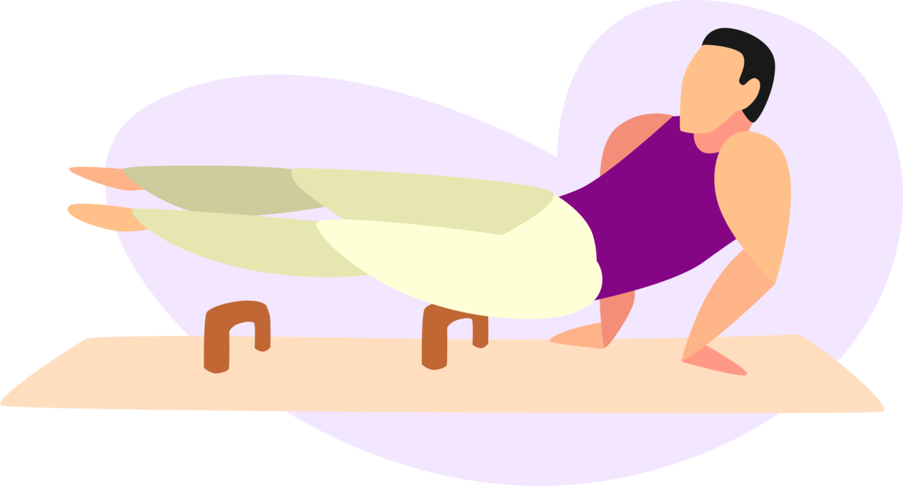 Vector Illustration of Gymnast Performing on Pommel Horse in Gymnastics Competition