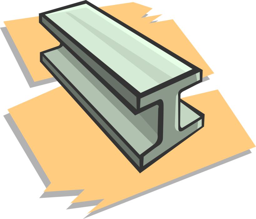 Vector Illustration of Rolled Steel Joist I-Beam used in Building Construction