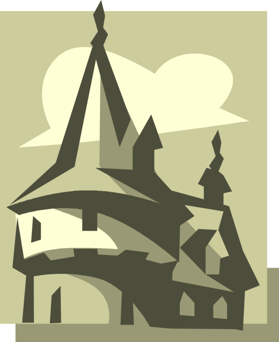 Vector Illustration of European Medieval Castle Tower