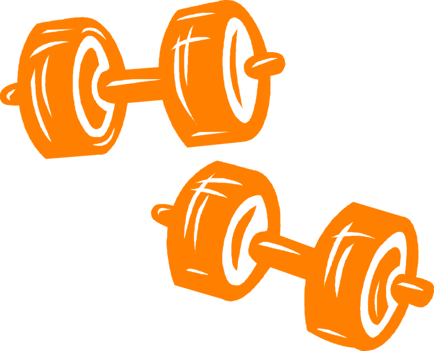 Vector Illustration of Weightlifting Weight Training, Bodybuilding, Weightlifting Equipment Weights and Dumbbells