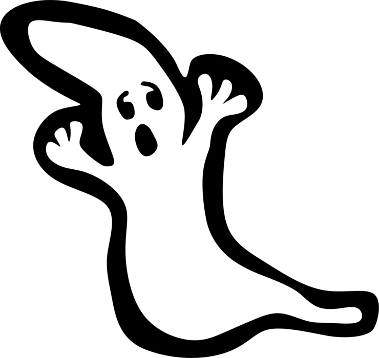 Vector Illustration of Scary Halloween Ghost Phantom, Apparition, Spirit, Spook