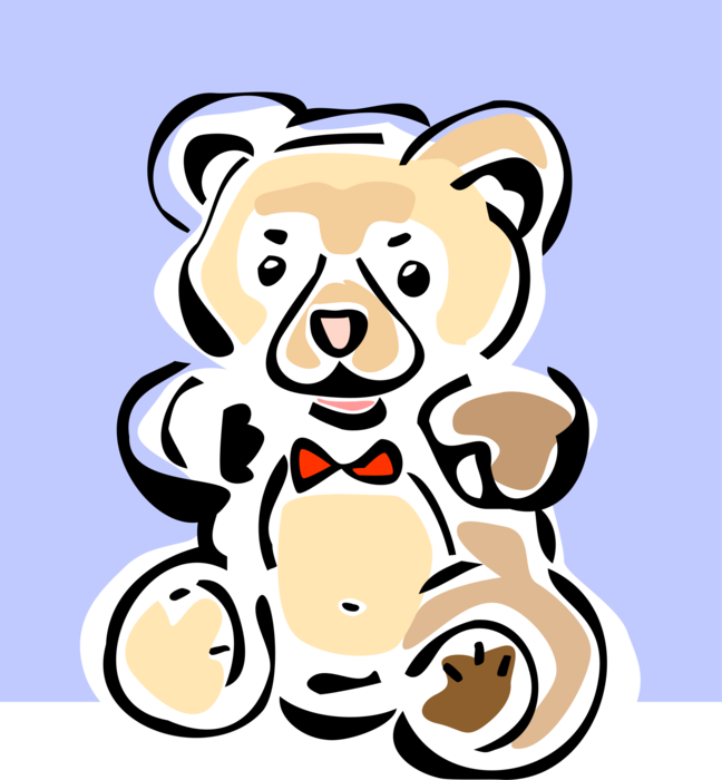 Vector Illustration of Child's Stuffed Animal Teddy Bear Play Toy