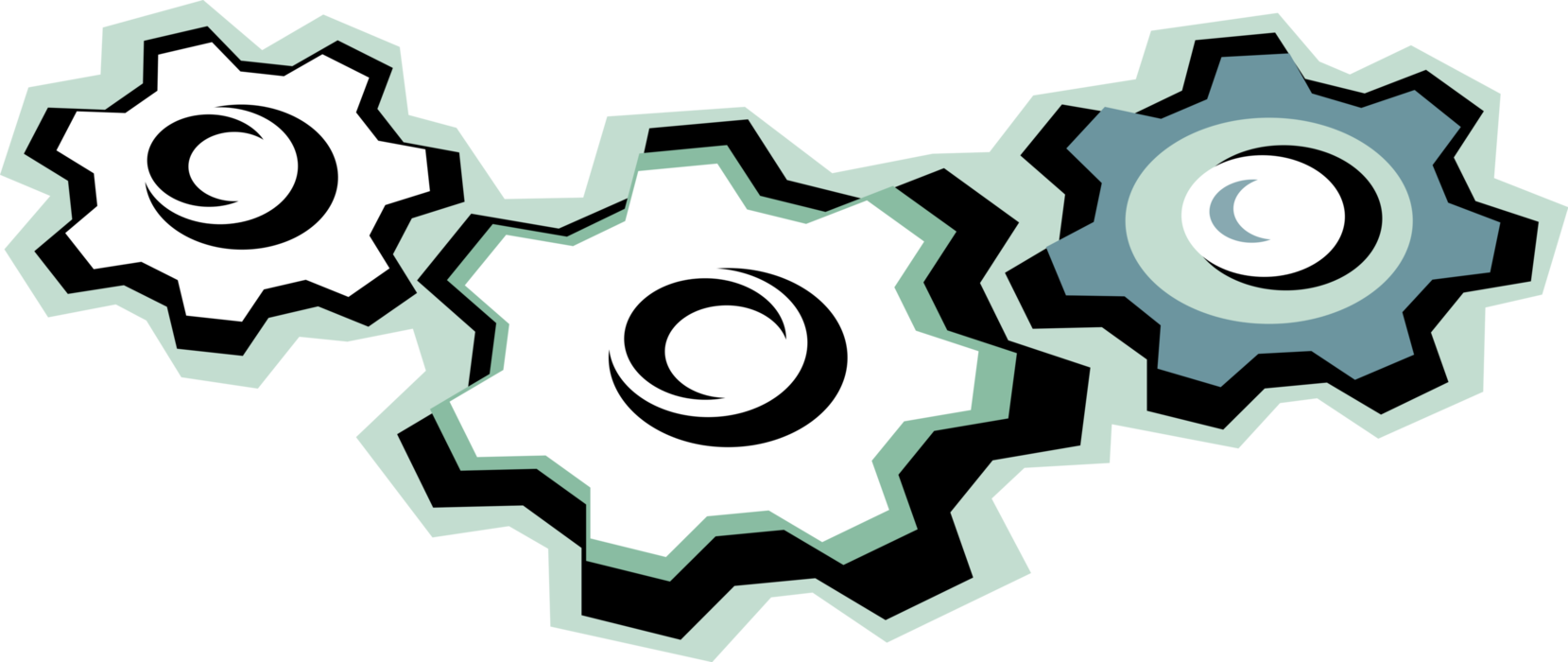 Vector Illustration of Gear Cogwheel Rotating Machine Mechanism with Cut Teeth or Cogs