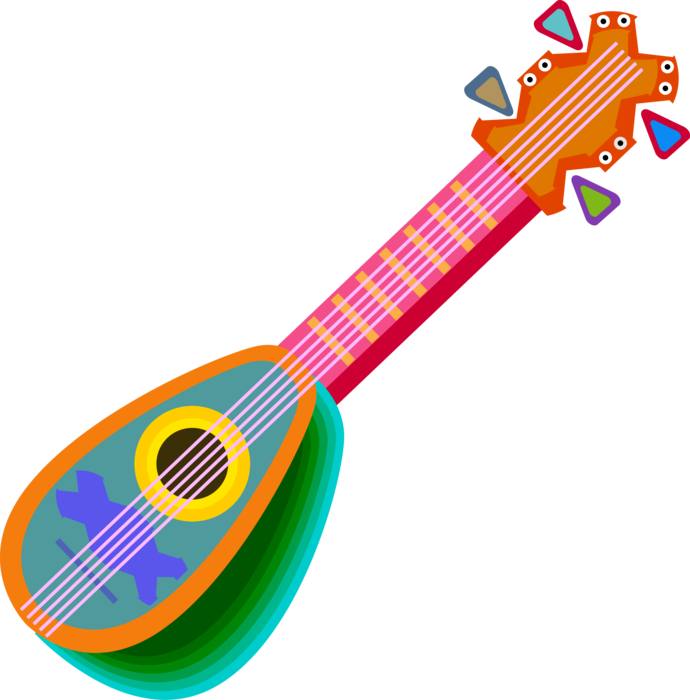 Vector Illustration of Mandolin Stringed Musical Instrument