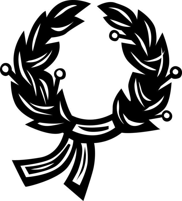 Vector Illustration of Ancient Greek and Roman Laurel Wreath with Interlocking Branches Symbol of Martial Victory