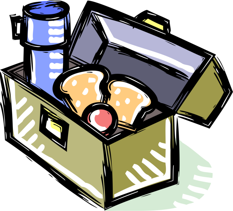 Vector Illustration of Lunch Box used by Schoolchildren to Take Packed Lunches or Snack to School