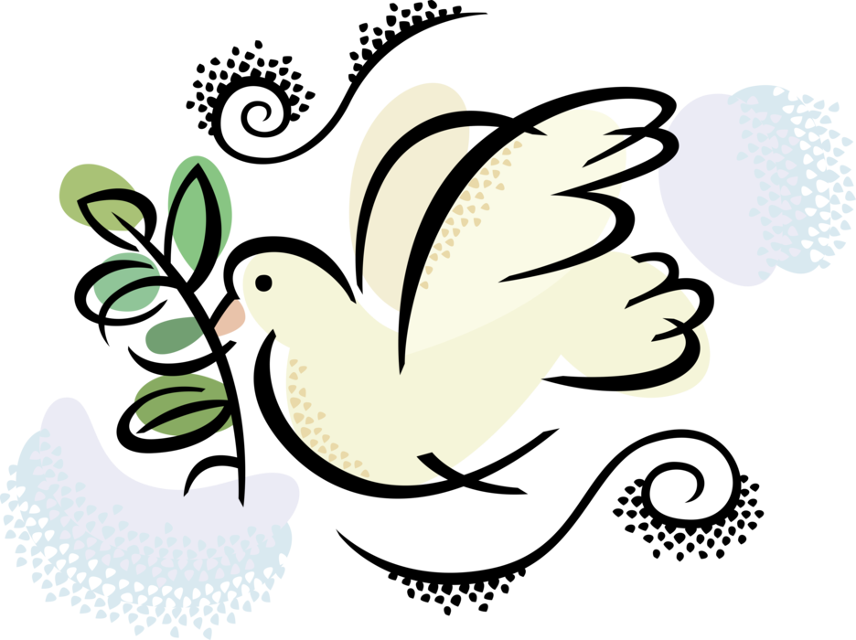 Vector Illustration of Dove Bird with Olive Branch Symbol of Peace