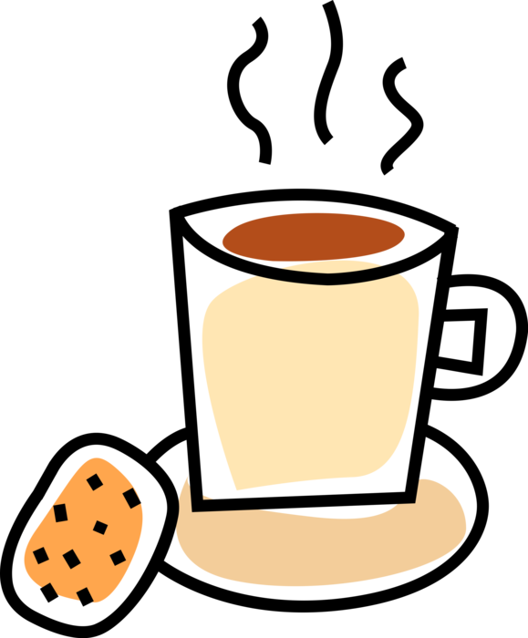 Vector Illustration of Cup of Coffee Beverage Drink with Biscuit Cookie