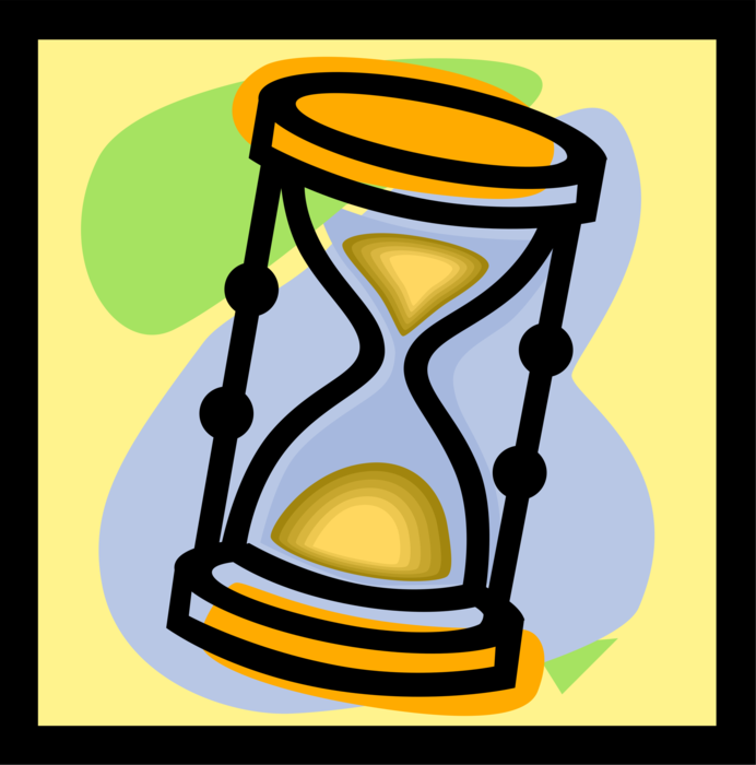 Vector Illustration of Hourglass or Sandglass, Sand Timer, or Sand Clock Measures Passage of Time