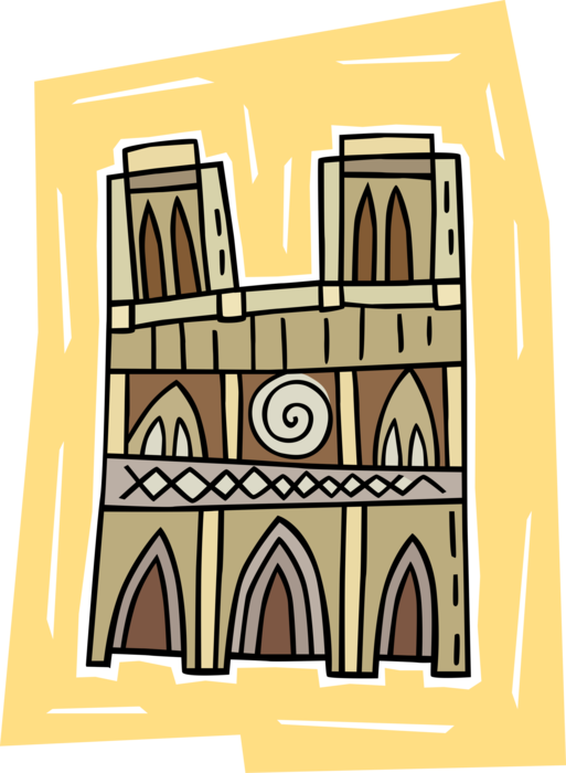Vector Illustration of Christian Gothic Cathedral Church Architecture Building