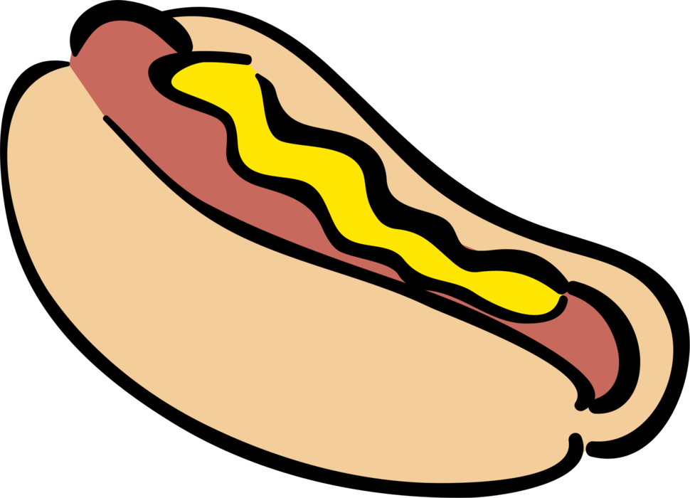 Vector Illustration of Cooked Hot Dog or Hotdog Frankfurter Sausage Street Food on Bun