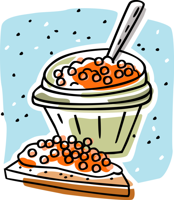 Vector Illustration of Caviar Delicacy Consisting of Salt-Cured Fish-Eggs