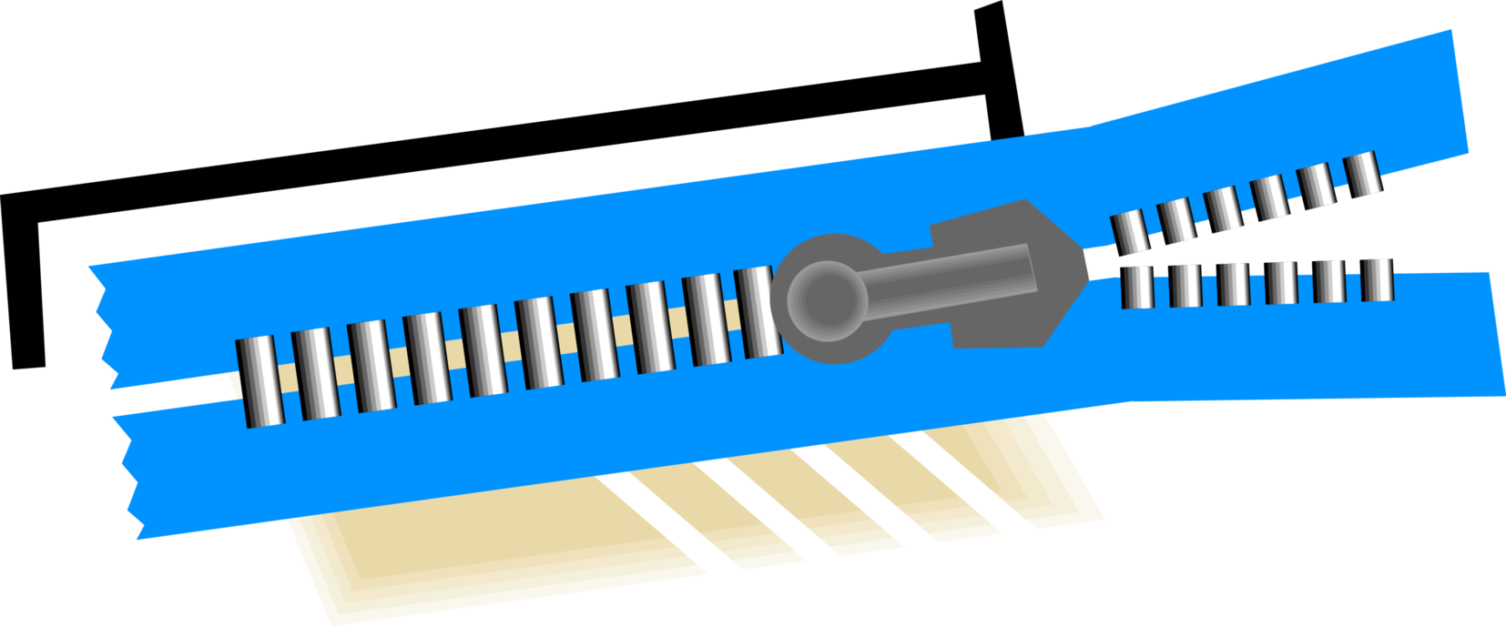 Vector Illustration of Zipper or Zip Fastener Uses Interlocking Teeth