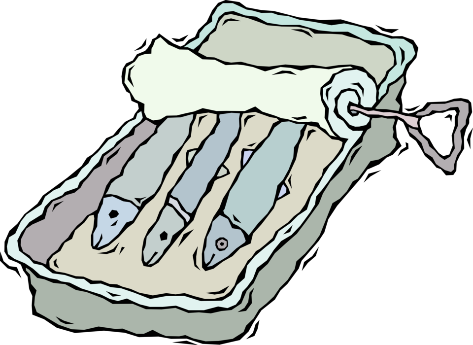 Vector Illustration of Tin of Oily Fish Herring Family Sardines