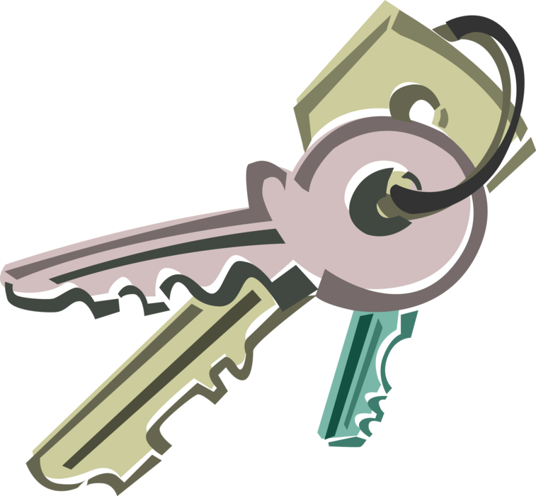 Vector Illustration of Security Key Unlocks Padlock Lock Mechanical Security Fastening Device