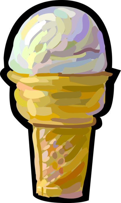 Vector Illustration of Vanilla Ice Cream Cone Food Snack or Dessert