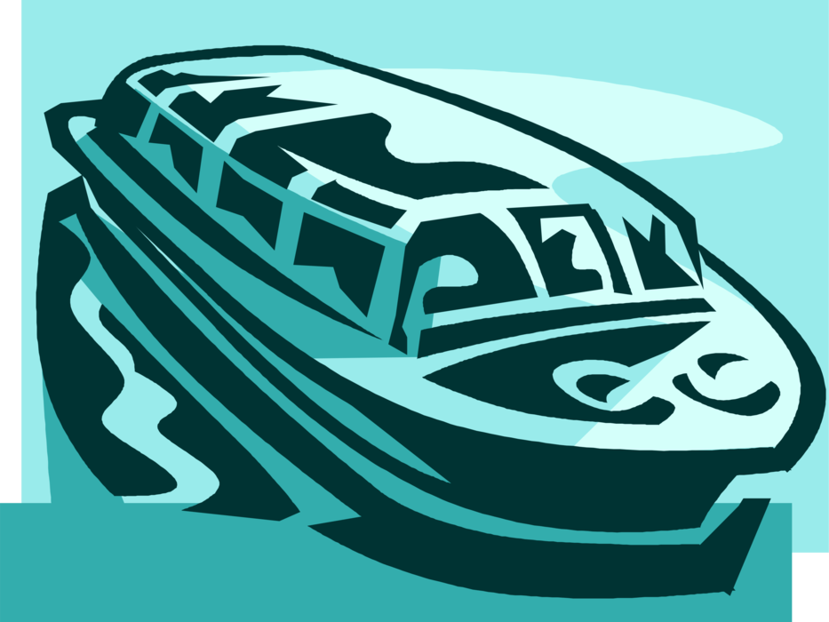 Vector Illustration of Sightseeing Canal Boat Watercraft Vessel, Amsterdam, Holland, The Netherlands