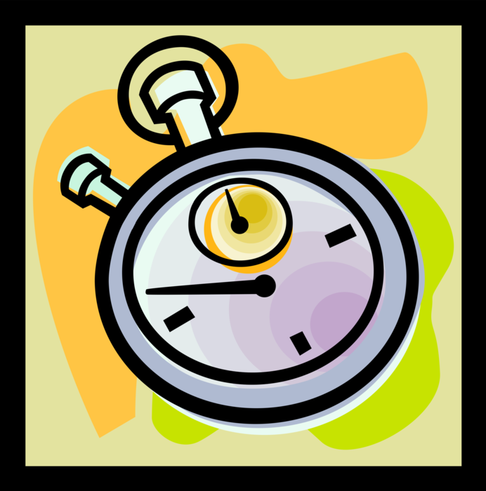 Vector Illustration of Stopwatch Handheld Timepiece Measures Elapsed Time