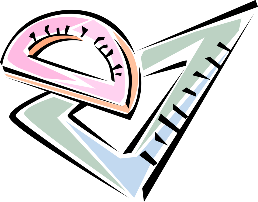 Vector Illustration of Triangle Ruler and Protractor for Measuring Angles