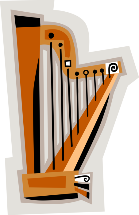 Vector Illustration of Harp Stringed Musical Instrument