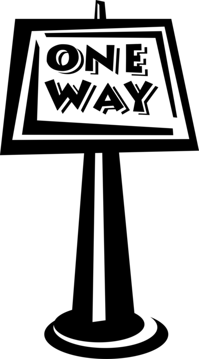 Vector Illustration of One Way Traffic Road Sign Direction Arrow Street Sign