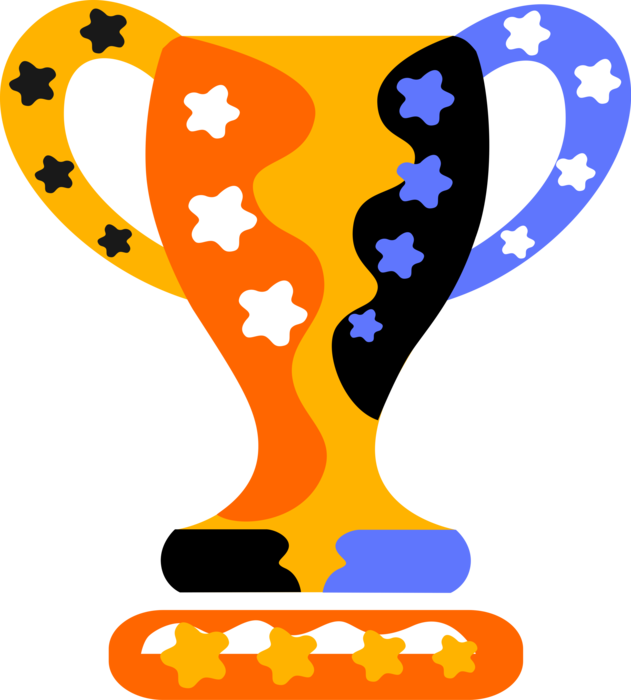 Vector Illustration of Winner's Trophy Cup Prize Award Recognizes Specific Achievement or Evidence of Merit