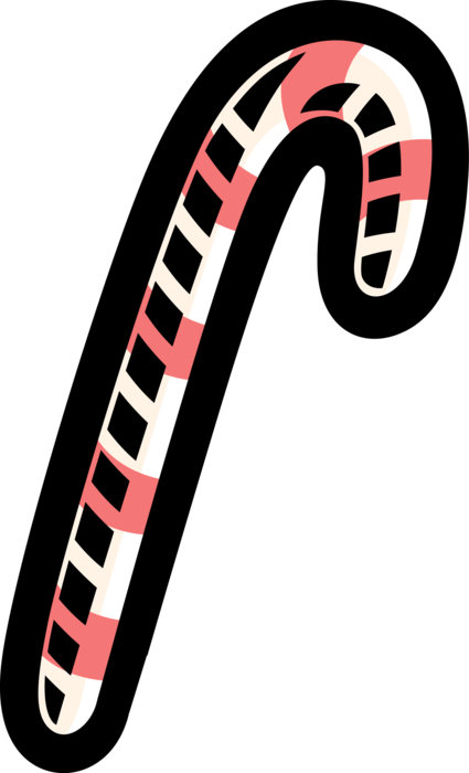 Vector Illustration of Traditional Christmas Candy Cane Peppermint Stick