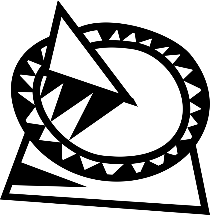 Vector Illustration of Sundial Instrument Indicates Time of Day Based on Position of Sun