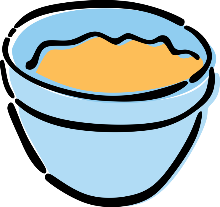 Vector Illustration of Bowl of Soup Food Broth Combines Meat, Vegetable Ingredients with Stock Liquids