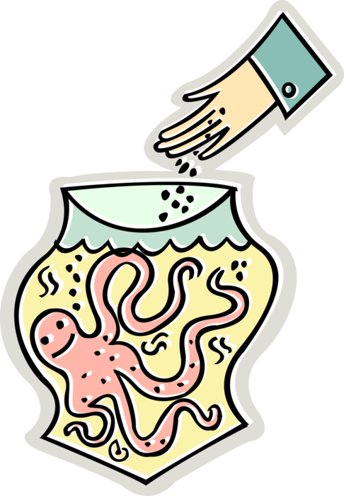 Vector Illustration of Giant Octopus Cephalopod Mollusc or Mollusk in Fish Bowl