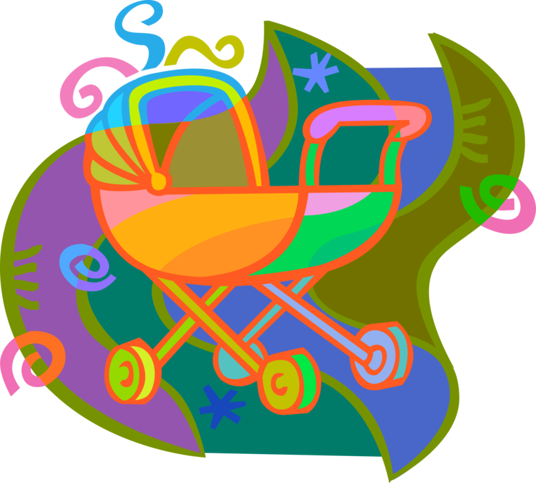 Vector Illustration of Stroller, Pram, or Baby Carriage