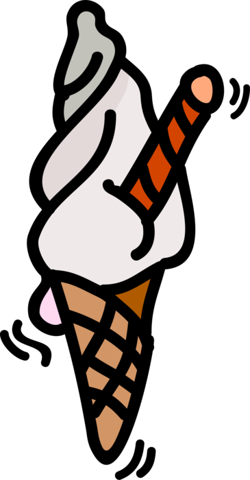 Vector Illustration of Soft Ice Cream Cone Frozen Dessert Snack