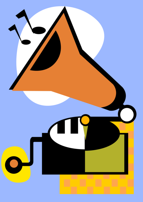 Vector Illustration of Gramophone Phonograph Record Player