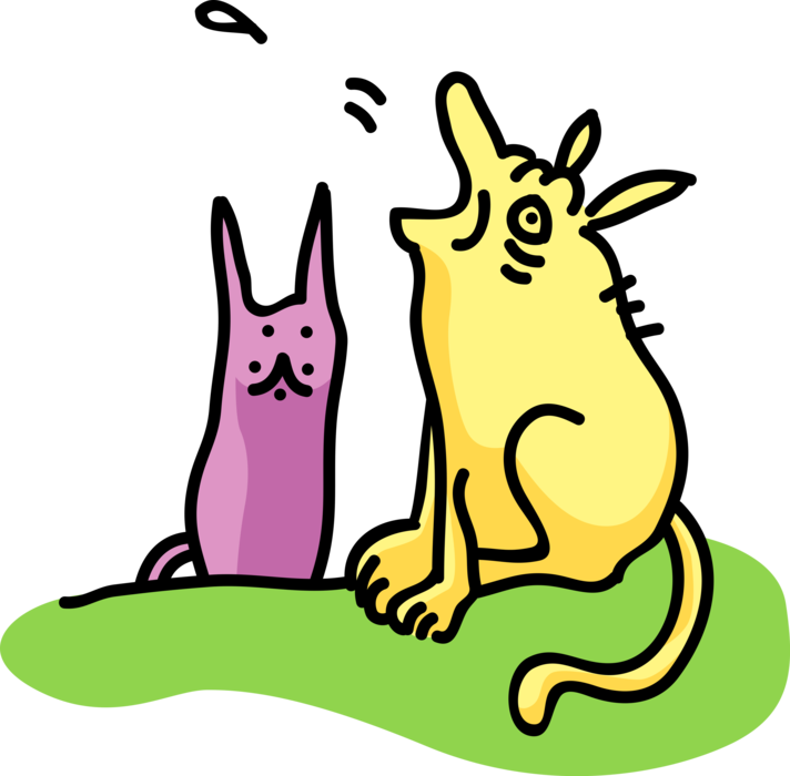 Vector Illustration of Family Pet Dog and Cat BFF Best Friends