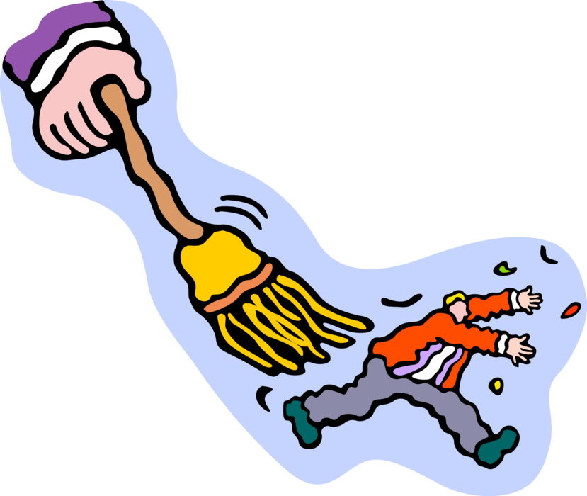 Vector Illustration of Businessman Gets the Brush Off and is Swept Away