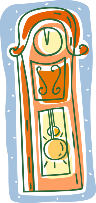 Vector Illustration of Grandfather or Longcase Pendulum Clock Timepiece