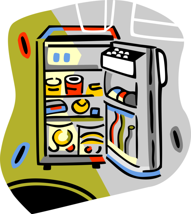 Vector Illustration of Refrigerator Icebox Fridge Household Appliance Keeps Perisable Food Cold