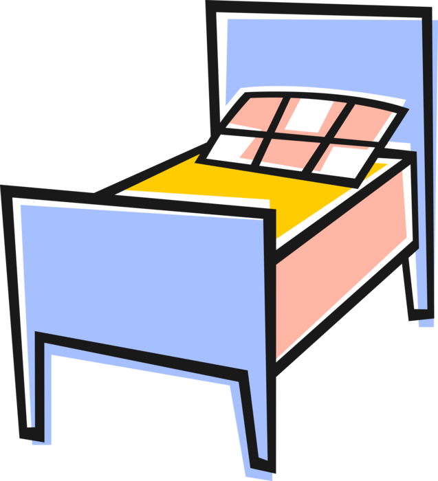 Vector Illustration of Bedroom Furniture Bed Cushioned Mattress to Sleep or Relax