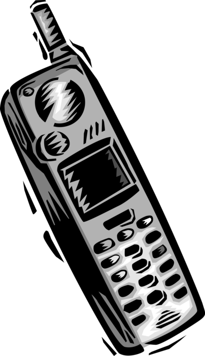 Vector Illustration of Cellular Mobile Smartphone Phone Portable Telephone Receives Calls Over Radio Frequency Carrier