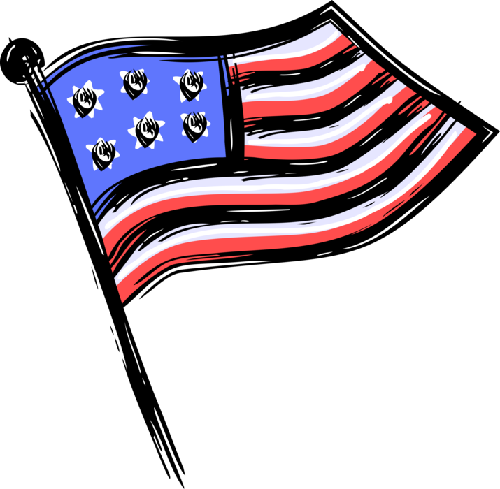 Vector Illustration of American Flag of United States of America Stars and Stripes