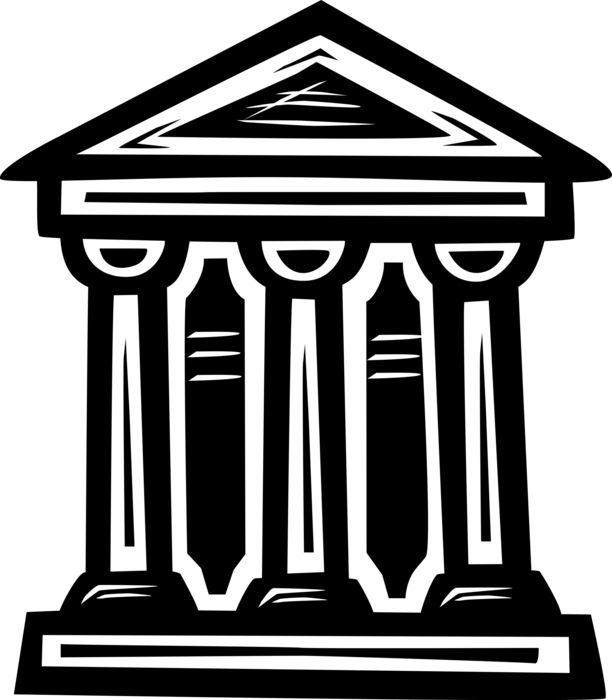 Vector Illustration of Financial Institution Bank with Classical Greek Temple Column Architecture