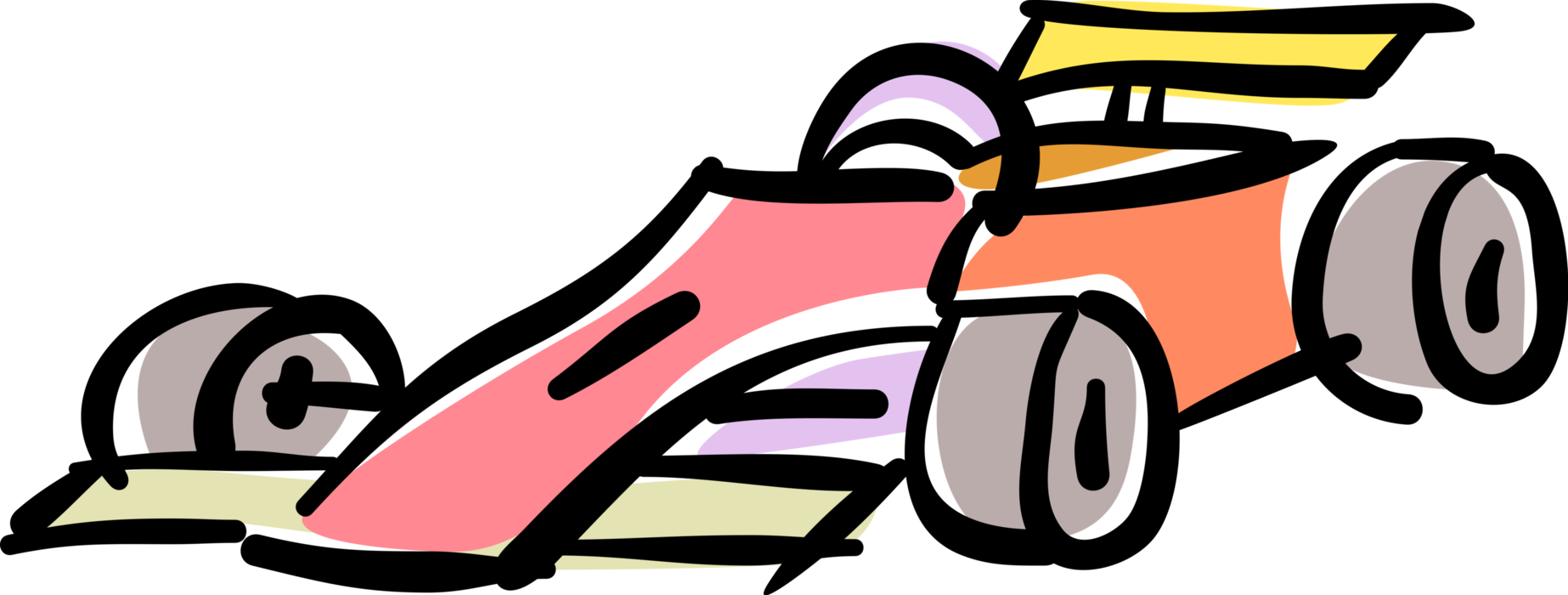 Vector Illustration of Formula One Motorsports Race Car Racing on Track