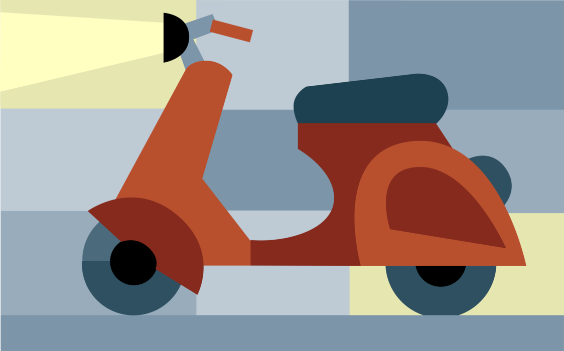 Vector Illustration of Motor Scooter Motorcycle with Step-Through Frame