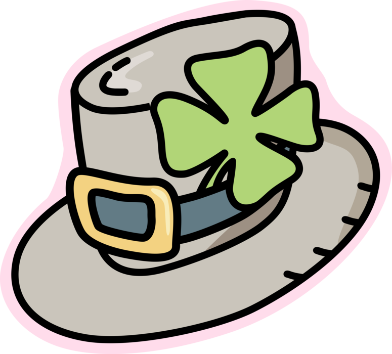 Vector Illustration of St Patrick's Day Hat with Lucky Shamrock Bringing, Faith, Hope, Love, and Good Luck