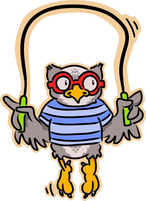 Vector Illustration of Wise Old Owl Bird Symbol of Wisdom and Knowledge Skipping Rope