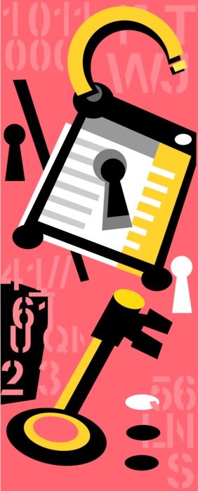 Vector Illustration of Security Padlock Lock and Key
